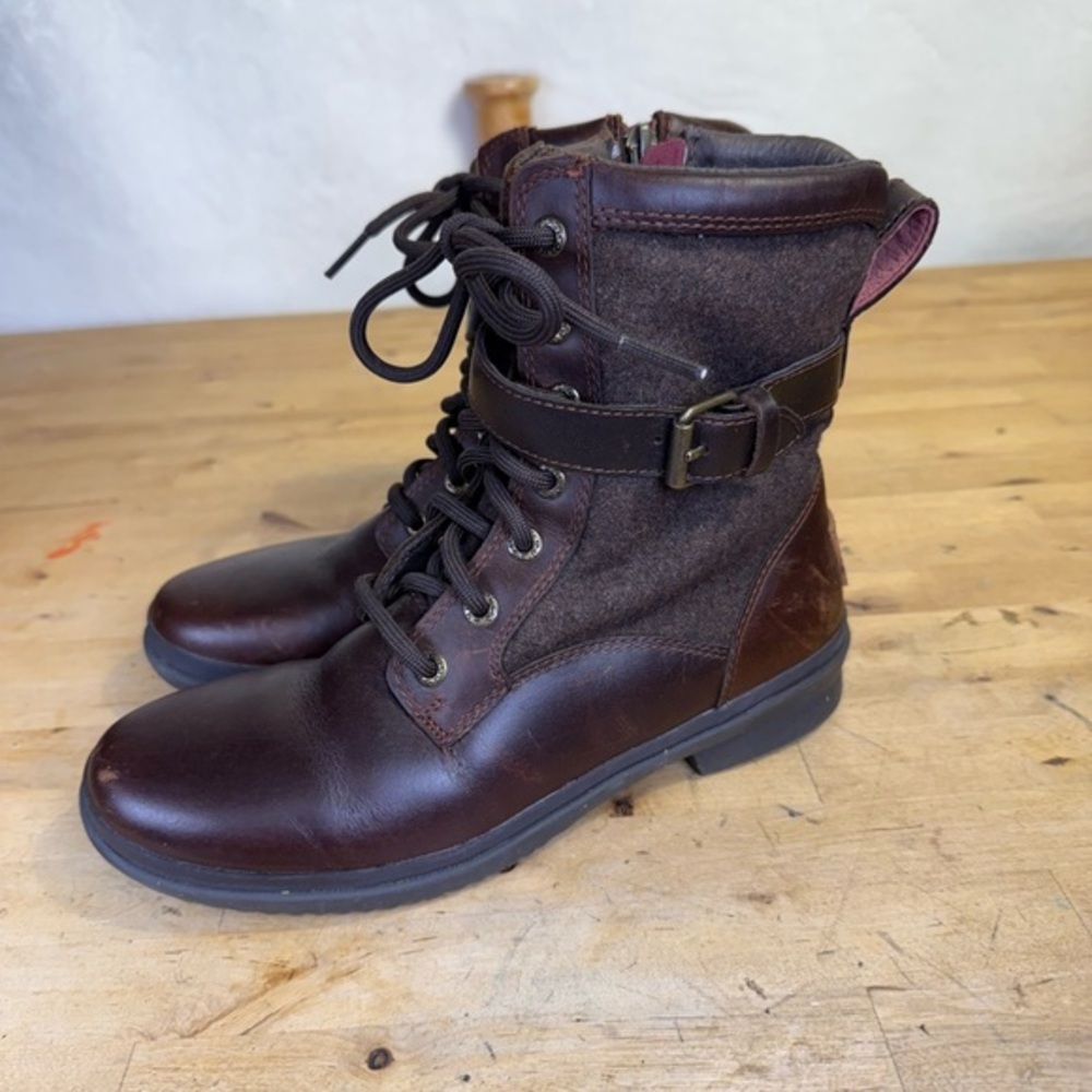 UGG KESEY Leather WATERPROOF SNOW WINTER Buckled Boot BROWN Womens size 6.5